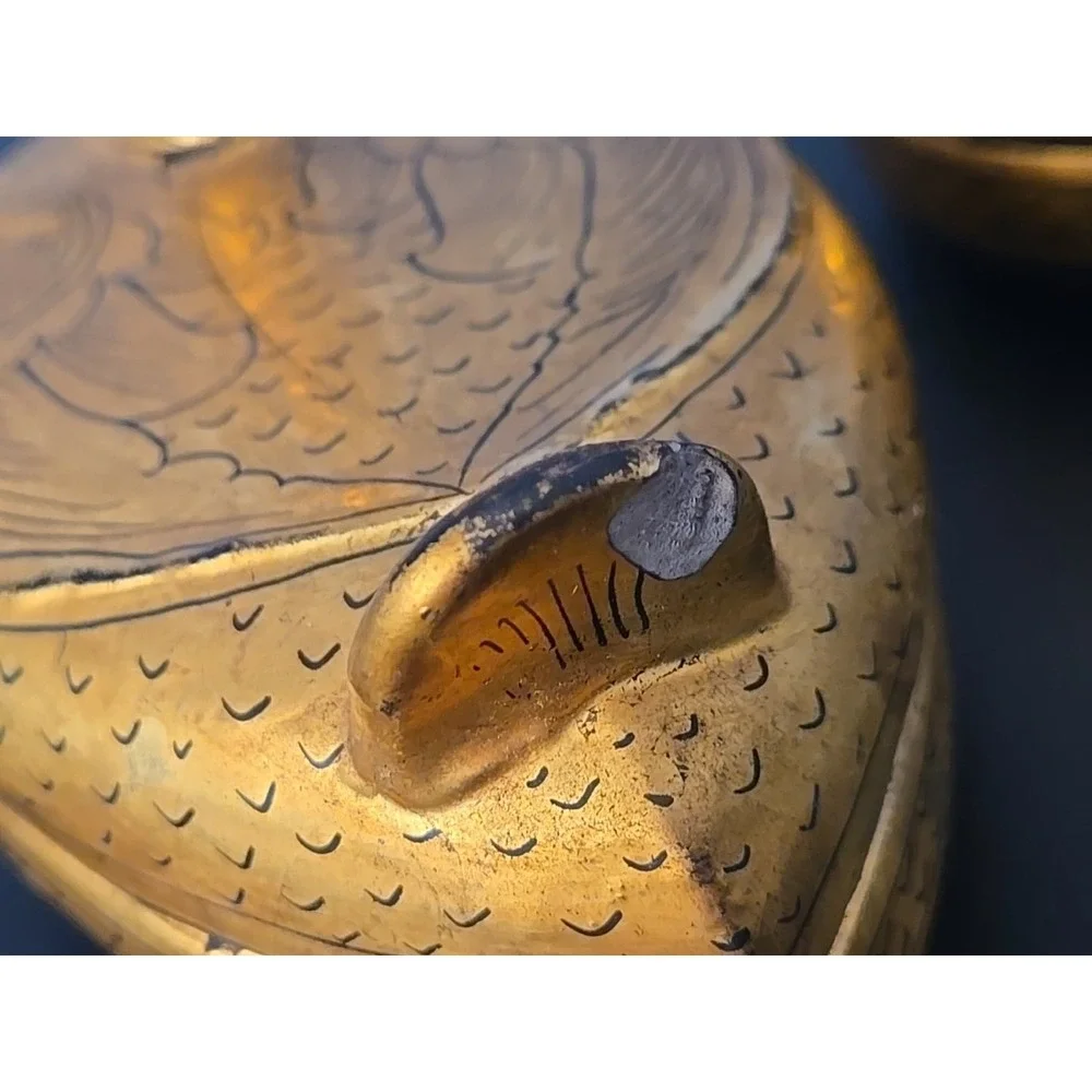 Pair of‎ Burmese Gold Gilt Lacquerware Ducks Trinket Boxes
